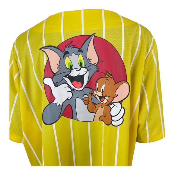 Tom And Jerry Yellow Gold Graphic Baseball Jersey Womens 3X - Picture 8 of 9